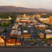 Sunset Bathes Downtown Yakima Washington in Golden Light